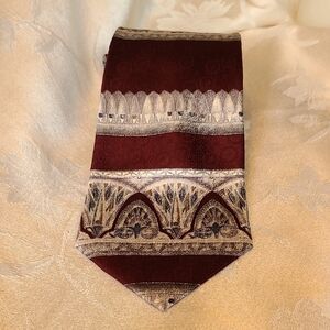 Elegant Burgundy and Gold Men's REPP Big And TALL EXTRA LONG TIE
